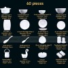 Simplism Bone China Cube Dinnerware Set Pure White Ceramic Utensils