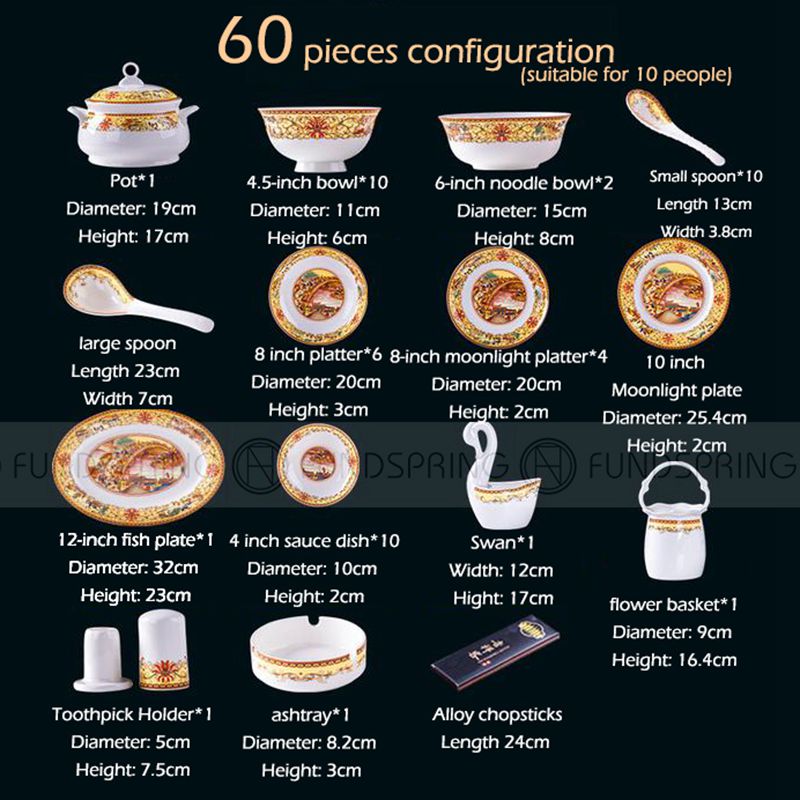 Bone China Dinnerware Set Chinese Arts Porcelain Tableware 50 Pcs Bone China Dinnerware Set Chinese Arts Porcelain Tableware 50 Pcs