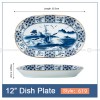 Japanese Blue and White Under-glazed Ceramic Oval Platter 12" Set of 2 Japanese Blue and White Under-glazed Ceramic Oval Platter 12" Set of 2
