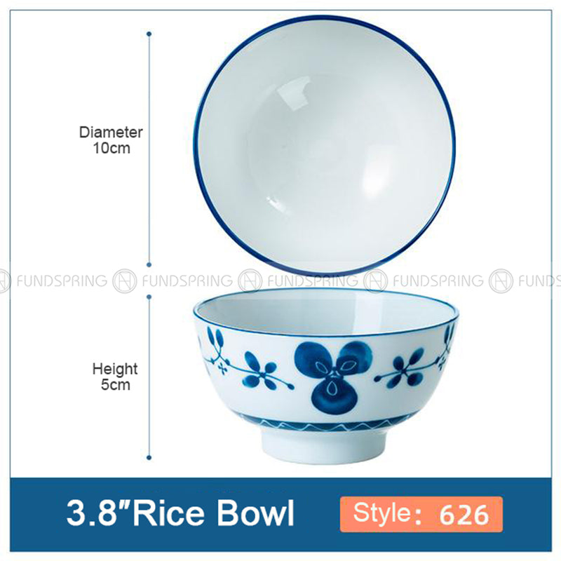 Japanese Blue and White Ceramic Bowl Underglazed Bowl 3.8'' Set of 4 Japanese Blue and White Ceramic Bowl Underglazed Bowl 3.8'' Set of 4