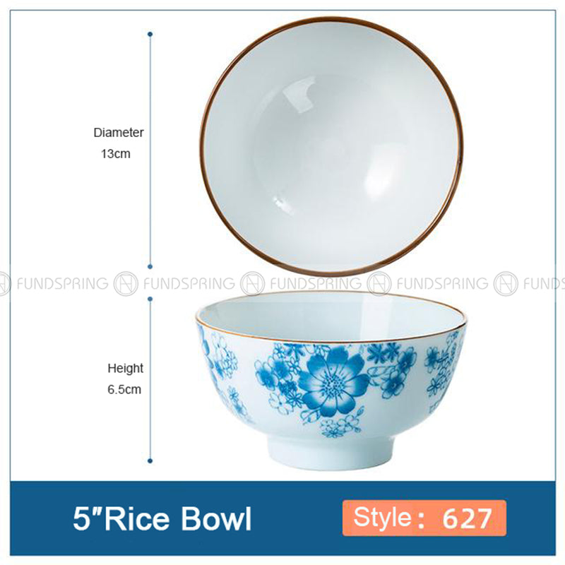 Blue and White Ceramic Bowl Under Glazed Bowl Japan Style 5" Set of 4 Blue and White Ceramic Bowl Under Glazed Bowl Japan Style 5" Set of 4