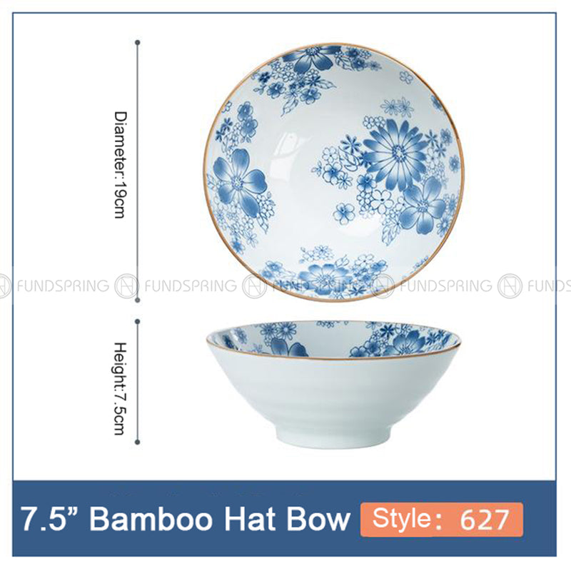 Blue and White Under Glazed Ceramic Bowl Japan Style 7.5" Set of 4 Blue and White Under Glazed Ceramic Bowl Japan Style 7.5" Set of 4