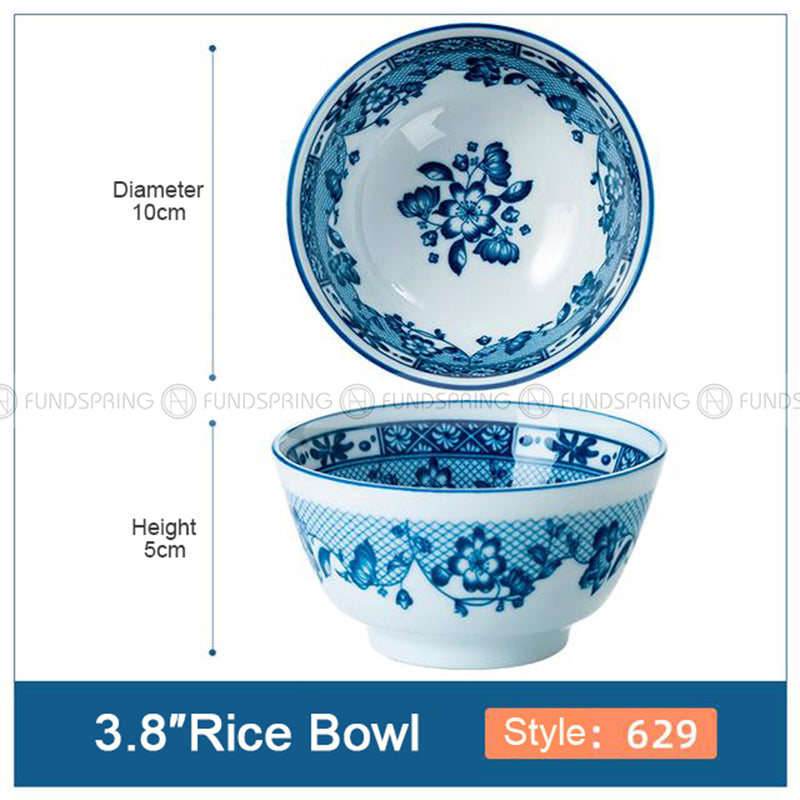 Japanese Blue and White Ceramic Bowl Underglazed Bowl 3.8'' Set of 4 Japanese Blue and White Ceramic Bowl Underglazed Bowl 3.8'' Set of 4