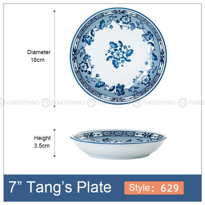 Japanese Blue and White Ceramic Deep Plates Pasta Bowl 7" Set of 4 Japanese Blue and White Ceramic Deep Plates Pasta Bowl 7" Set of 4