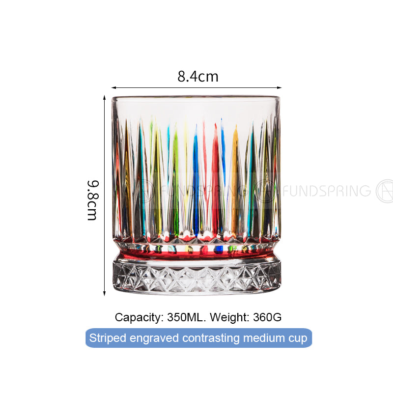 Contrast Color Stripe Glass Cups Painted Water Cup Whiskey Glass Contrast Color Stripe Glass Cups Painted Water Cup Whiskey Glass