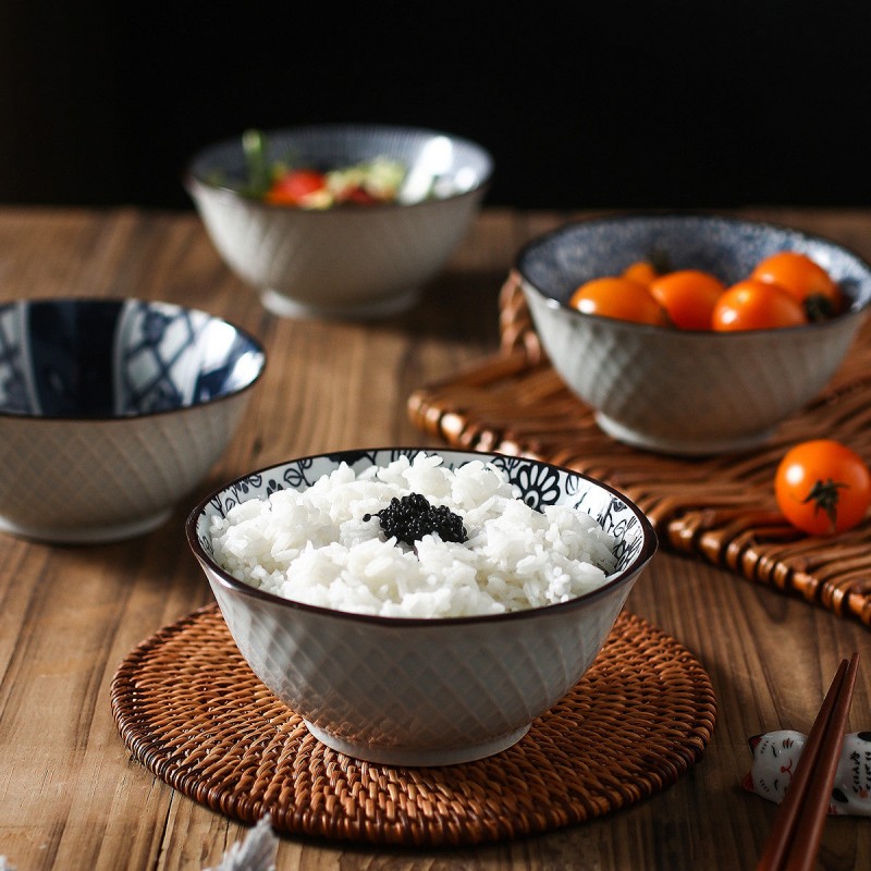 Nostalgic Charm: Japanese-inspired Ceramic Rice Bowls 5" Nostalgic Charm: Japanese-inspired Ceramic Rice Bowls 5"