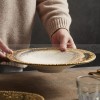 Fafartc Gypsophila Series Dinnerware Ceramic Dining Plate Flat Plate Gold-white Shallow Bowl