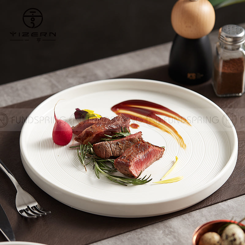 Nordic Ceramic Dinnerware Weiss Series White Plate With Edge Nordic Ceramic Dinnerware Weiss Series White Plate With Edge