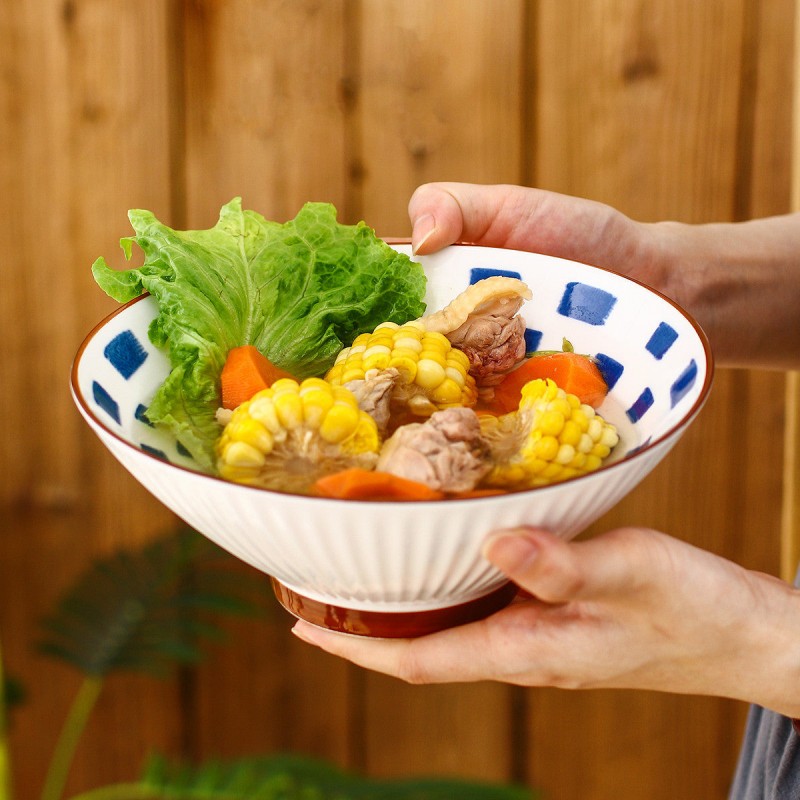Japanese Elegance: Ceramic Hat-Shaped Rice Bowl - 8 Inches Japanese Elegance: Ceramic Hat-Shaped Rice Bowl - 8 Inches