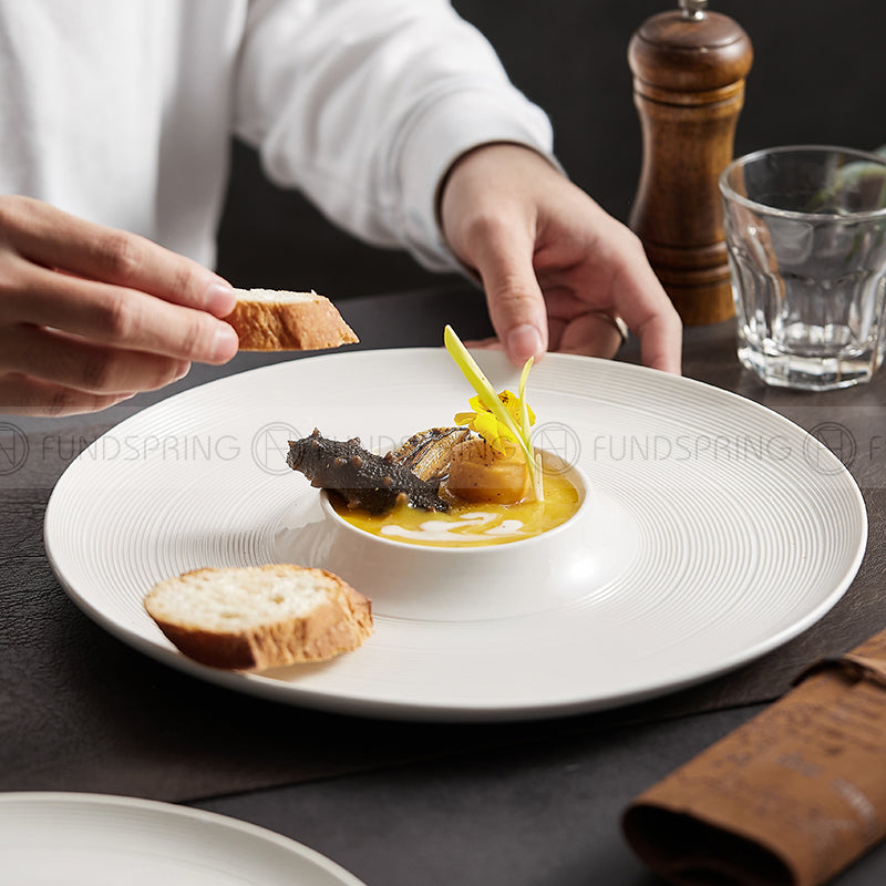 Weiss Series Dinnerware Collection White Volcano Plate Ceramic Disc Weiss Series Dinnerware Collection White Volcano Plate Ceramic Disc