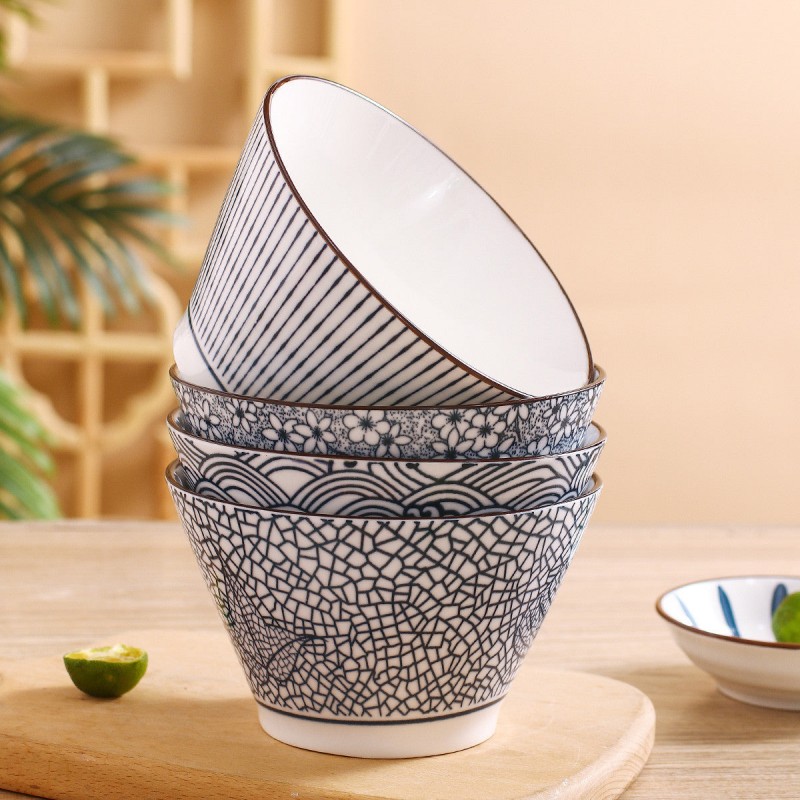Sophisticated Japanese Elegance Ceramic Hat-Shaped Dinner Bowls - 5 inches Sophisticated Japanese Elegance Ceramic Hat-Shaped Dinner Bowls - 5 inches