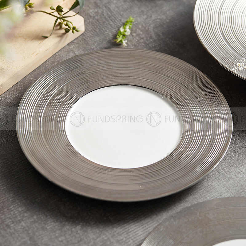 Designer Tableware Collection Weiss Series Sliver/White Dinner Plate Designer Tableware Collection Weiss Series Sliver/White Dinner Plate
