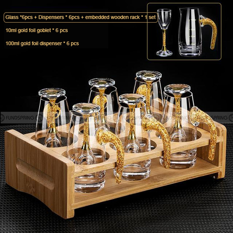Gold Foil Wine Glass Wine Dispenser Small Goblet Cup Holder Win Set Gold Foil Wine Glass Wine Dispenser Small Goblet Cup Holder Win Set