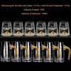 Golden Elegance: Crystal Glass Wine Dispenser Set with Gold Foil Wine Cups Golden Elegance: Crystal Glass Wine Dispenser Set with Gold Foil Wine Cups