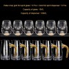 Golden Elegance: Crystal Glass Wine Dispenser Set with Gold Foil Wine Cups Golden Elegance: Crystal Glass Wine Dispenser Set with Gold Foil Wine Cups