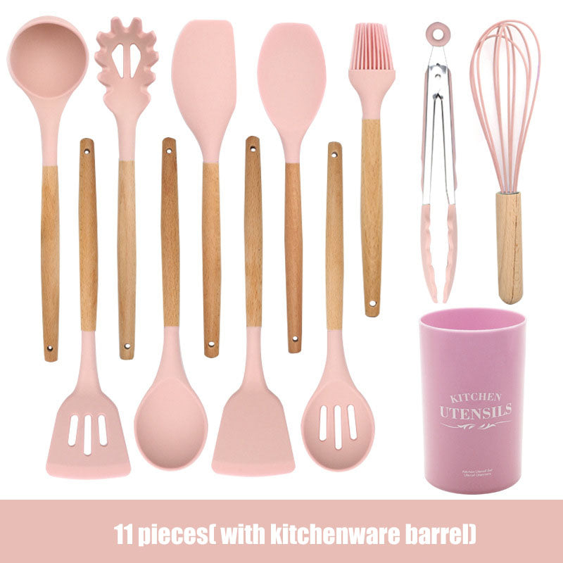 Sophisticated Silicone Kitchenware Set with Wooden Handles for Culinary Excellence Sophisticated Silicone Kitchenware Set with Wooden Handles for Culinary Excellence