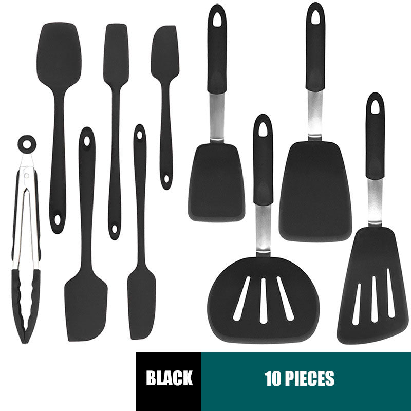 Versatile Silicone Kitchen Utensil Set: Scraper, Spatula, Tong, and Slotted Turner Versatile Silicone Kitchen Utensil Set: Scraper, Spatula, Tong, and Slotted Turner