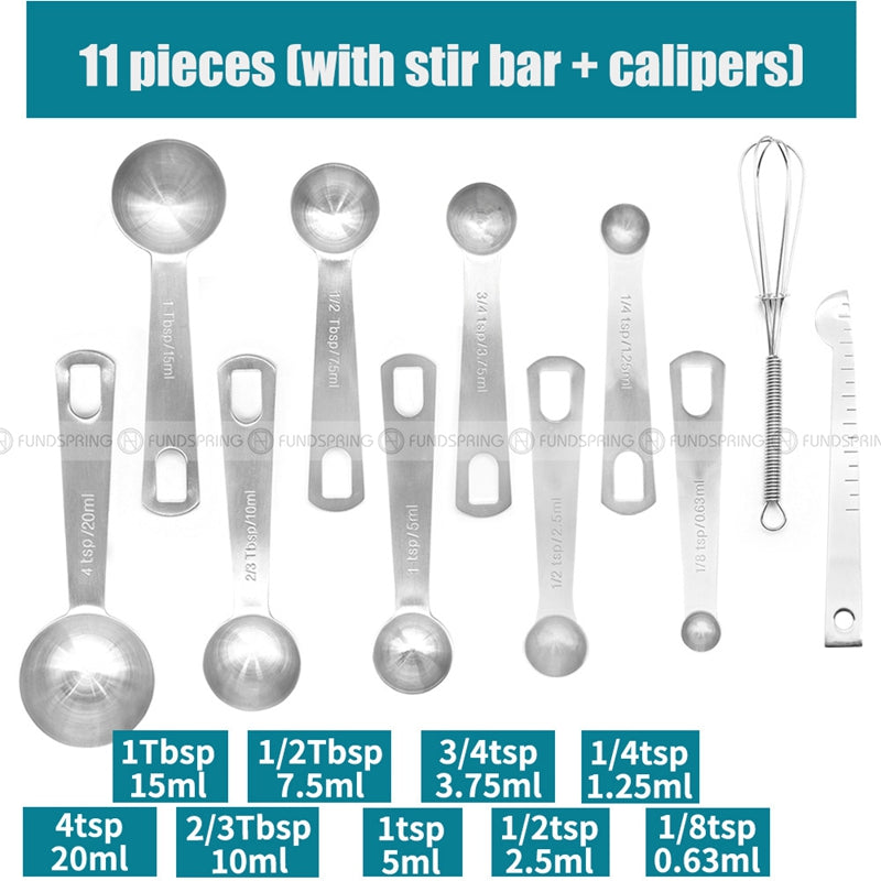 Stainless Steel Baking Scale Measuring Spoon Set Calipers Stir Bar Stainless Steel Baking Scale Measuring Spoon Set Calipers Stir Bar