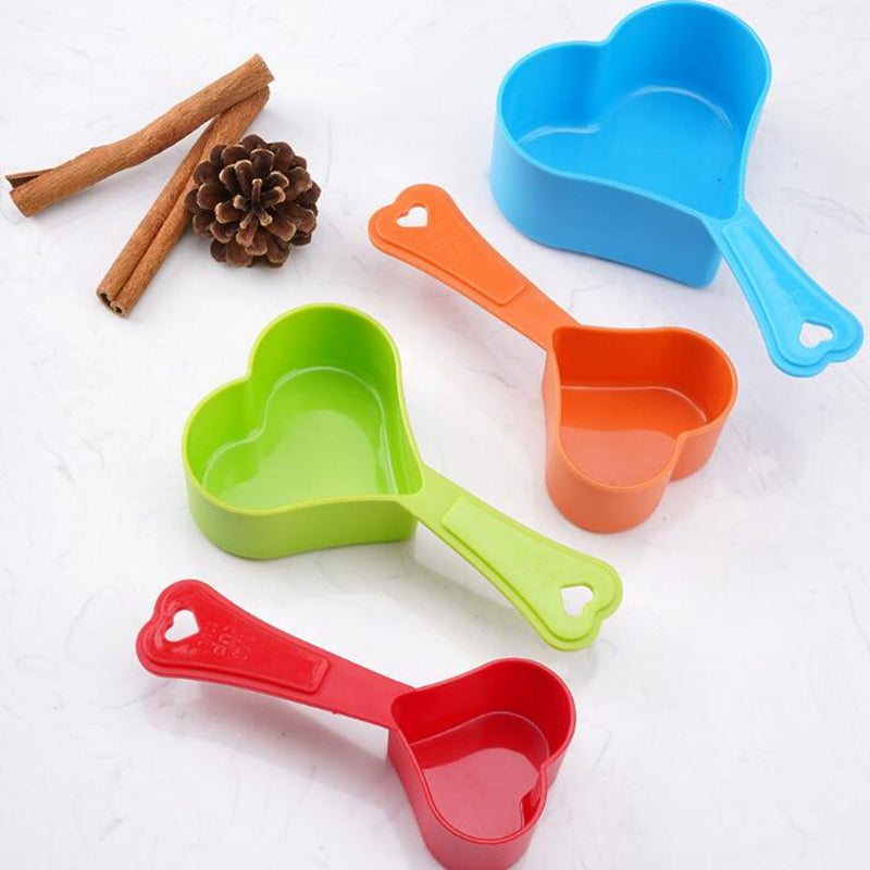 Food Grade Colored Plastic Measuring Spoon Heart-shaped Spoons 4 Pcs Food Grade Colored Plastic Measuring Spoon Heart-shaped Spoons 4 Pcs
