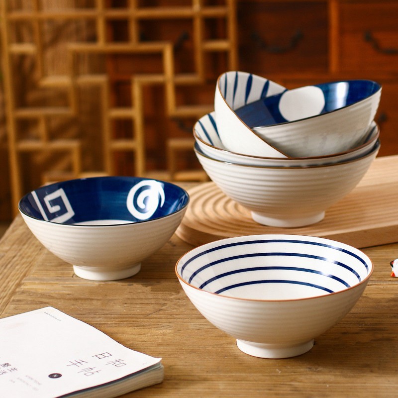 Artistry in Bowls: Japanese Style Underglaze Ceramic Dinner Bowls Set of 4 Artistry in Bowls: Japanese Style Underglaze Ceramic Dinner Bowls Set of 4