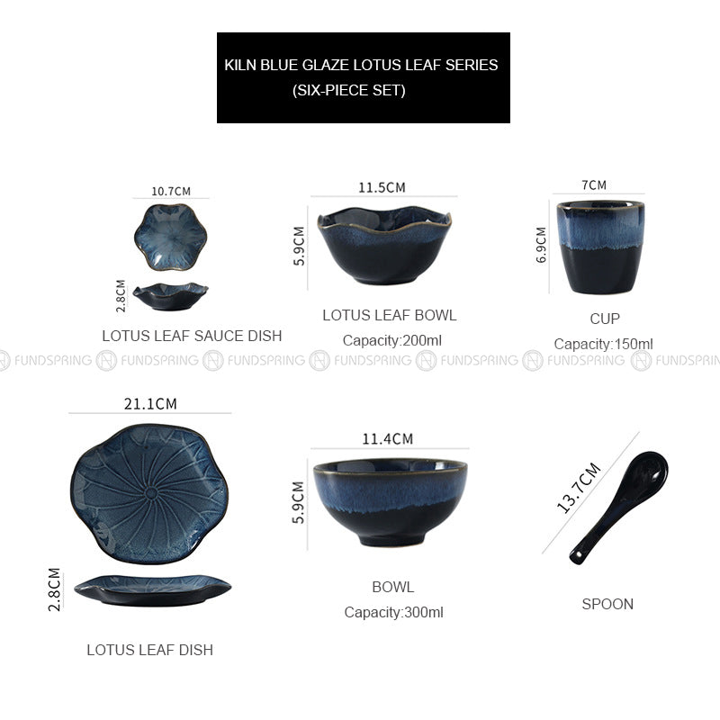 Kiln Under glazed Ceramic Tableware Creative Lotus Leaf Tableware Set Kiln Under glazed Ceramic Tableware Creative Lotus Leaf Tableware Set
