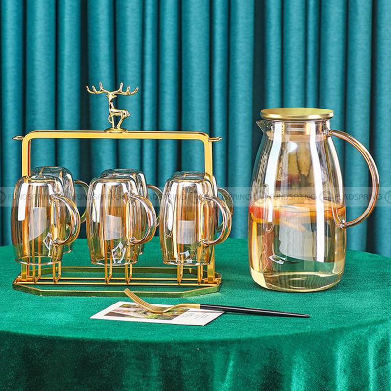 Glass Elegance: Heat-resistant Mug and Kettle Set in Sophisticated Brown Glass Elegance: Heat-resistant Mug and Kettle Set in Sophisticated Brown