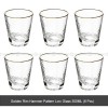 Tumbler Glass Set of 6 Transparent Hammer Golden Rim Water Cup Tumbler Glass Set of 6 Transparent Hammer Golden Rim Water Cup