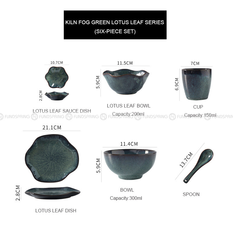 Kiln Under glazed Ceramic Tableware Creative Lotus Leaf Tableware Set Kiln Under glazed Ceramic Tableware Creative Lotus Leaf Tableware Set