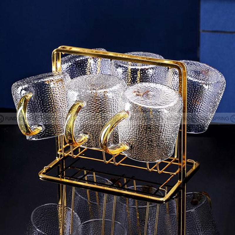 Sculpted Elegance: Hammered Borosilicate Glass Water Set with Pitcher and Cups Sculpted Elegance: Hammered Borosilicate Glass Water Set with Pitcher and Cups