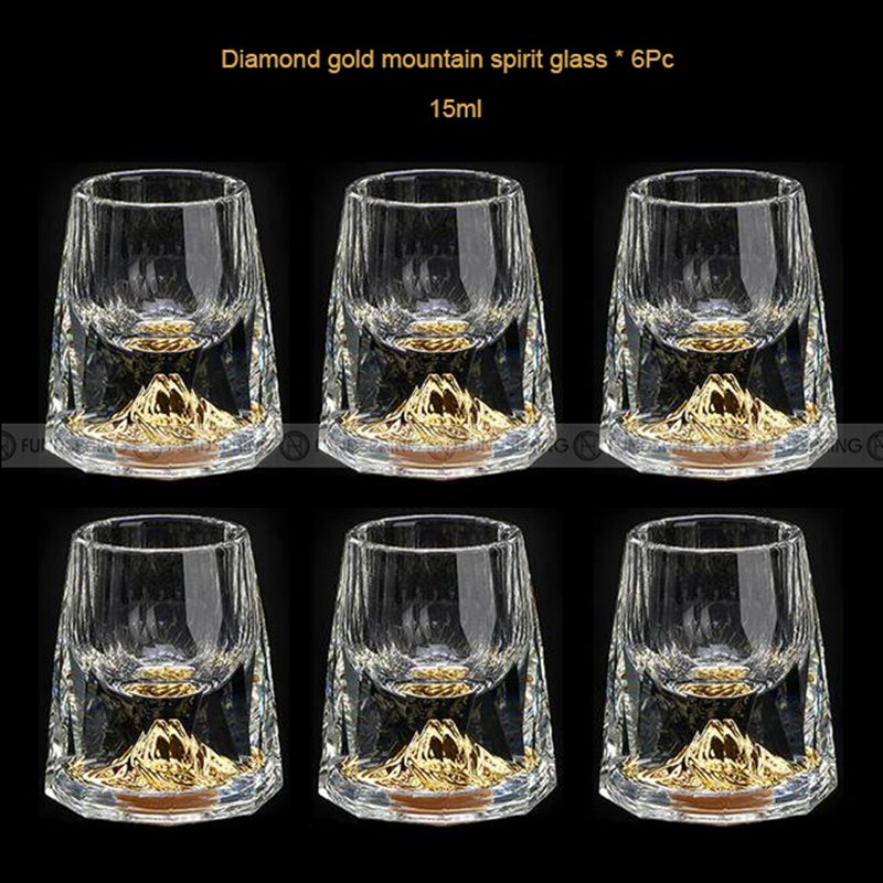 Golden Elegance: Crystal Glass Wine Dispenser Set with Gold Foil Wine Cups Golden Elegance: Crystal Glass Wine Dispenser Set with Gold Foil Wine Cups
