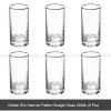 Tumbler Glass Set of 6 Transparent Hammer Golden Rim Water Cup Tumbler Glass Set of 6 Transparent Hammer Golden Rim Water Cup