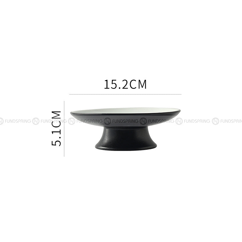 Japanese Ceramic Serving Plate High-foot Plate Matte Black Platter Japanese Ceramic Serving Plate High-foot Plate Matte Black Platter
