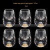 Golden Elegance: Crystal Glass Wine Dispenser Set with Gold Foil Wine Cups Golden Elegance: Crystal Glass Wine Dispenser Set with Gold Foil Wine Cups