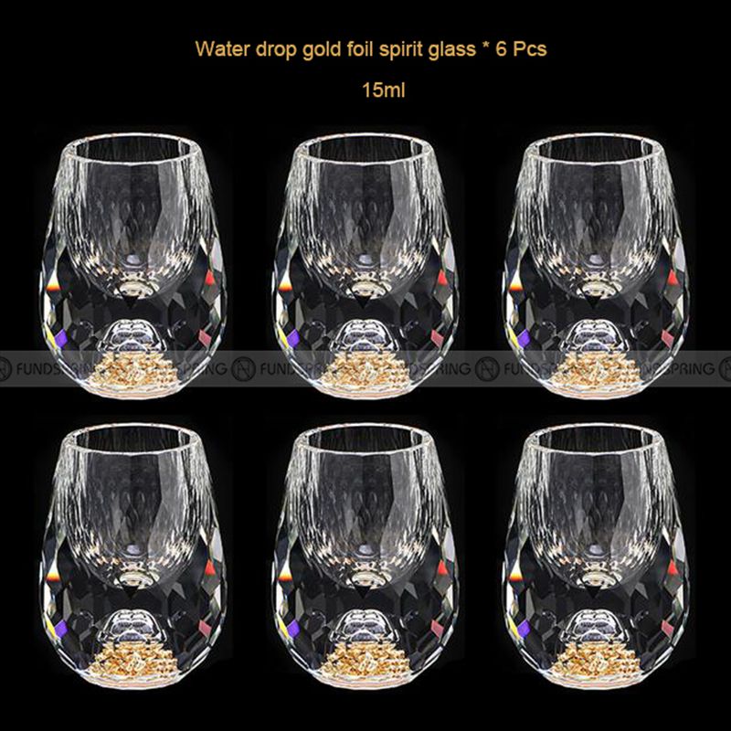 Golden Elegance: Crystal Glass Wine Dispenser Set with Gold Foil Wine Cups Golden Elegance: Crystal Glass Wine Dispenser Set with Gold Foil Wine Cups