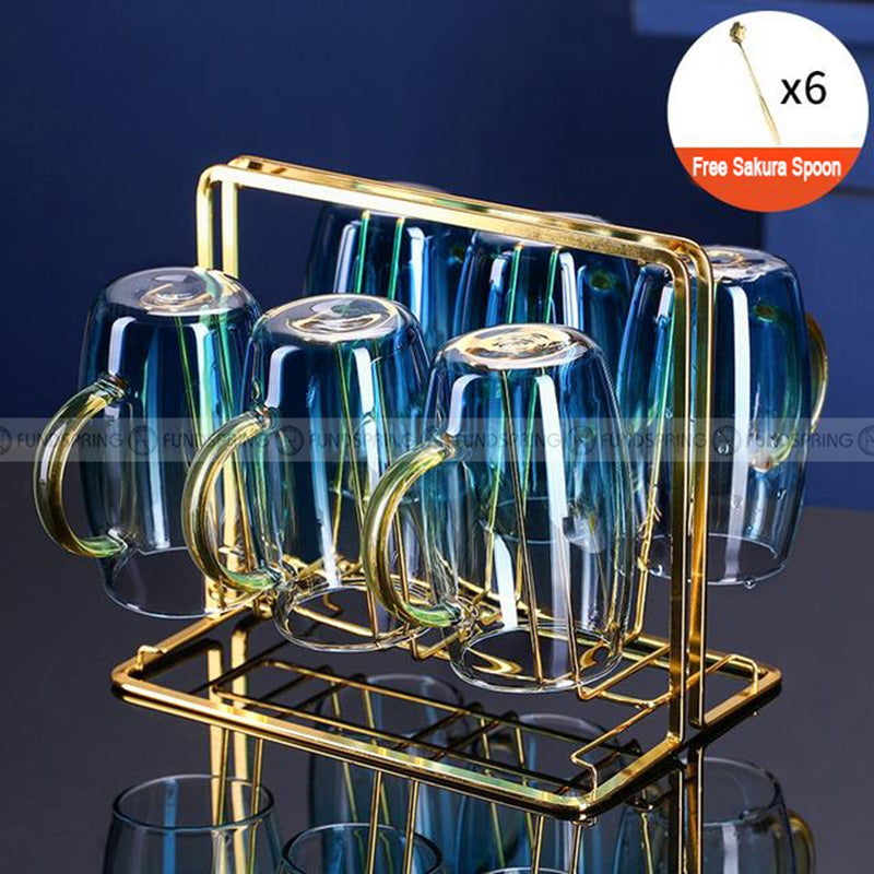 Blue Haze Elegance: Glass Pitcher & Tumbler Set with Stylish Tray Blue Haze Elegance: Glass Pitcher & Tumbler Set with Stylish Tray