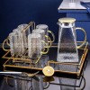 Sculpted Elegance: Hammered Borosilicate Glass Water Set with Pitcher and Cups Sculpted Elegance: Hammered Borosilicate Glass Water Set with Pitcher and Cups