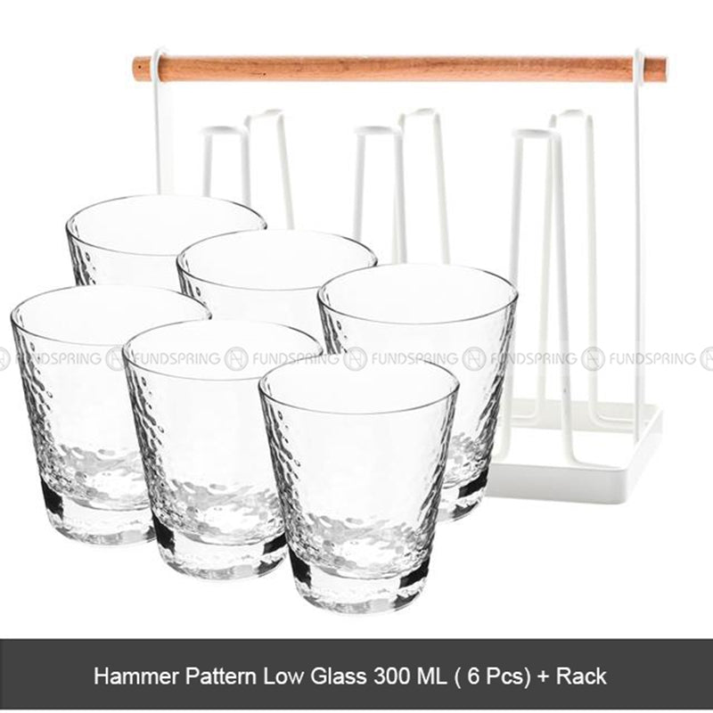 Tumbler Glass Set of 6 Transparent Hammer Golden Rim Water Cup Tumbler Glass Set of 6 Transparent Hammer Golden Rim Water Cup