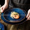 Ceramic Dinner Plate Creative Blue Steak Plate Petal Edge Plate 8" and 10" Set of 2 Ceramic Dinner Plate Creative Blue Steak Plate Petal Edge Plate 8" and 10" Set of 2
