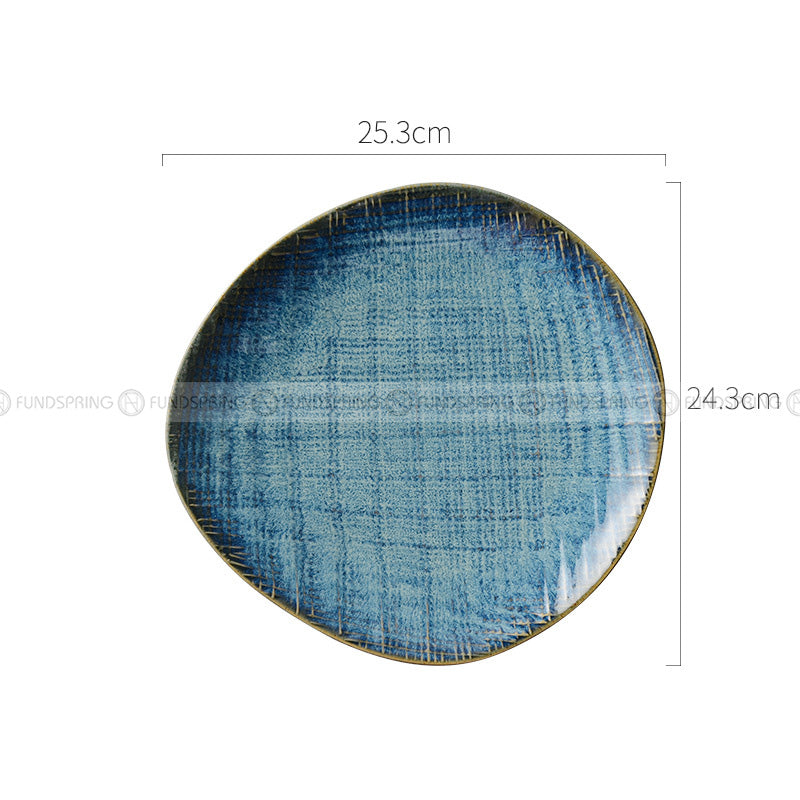 Denim Blue Dinner Plate Kiln Changed Ceramic Dinnerware Set of 4 Denim Blue Dinner Plate Kiln Changed Ceramic Dinnerware Set of 4