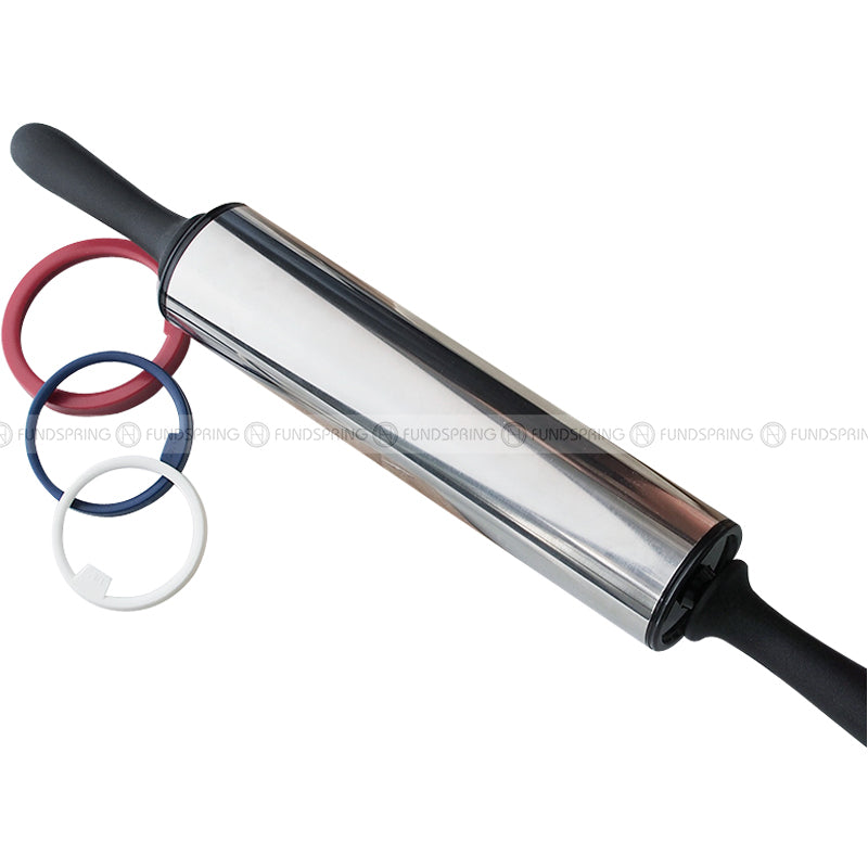 Stainless Steel Adjustable Thickness Rolling Pin for Precision Baking - 11 Inches Stainless Steel Adjustable Thickness Rolling Pin for Precision Baking - 11 Inches
