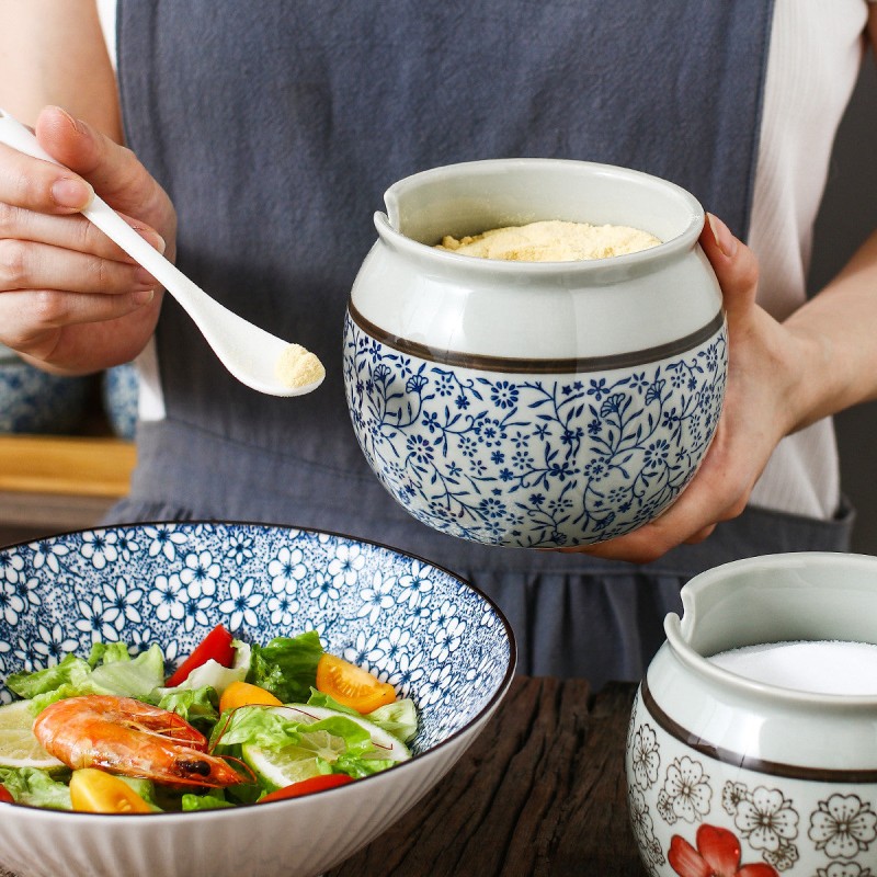 Flavorful Harmony Ceramic Seasoning Jars - Set of 2 (600ml each) with Lids and Spoons Flavorful Harmony Ceramic Seasoning Jars - Set of 2 (600ml each) with Lids and Spoons