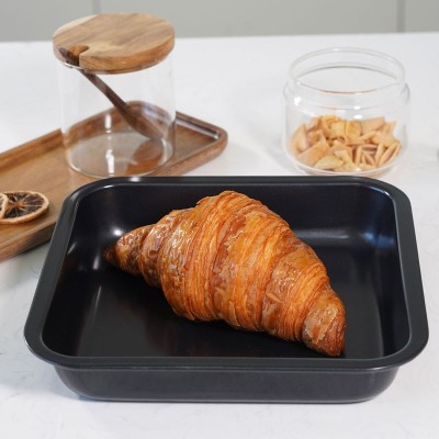 7.5-Inch Square Baking Pan Cake Bread Mold Black Non-stick Bakeware