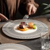 Designer Dinnerware Collection Weiss Series Grey/White with Gold Ring Ceramic Shallow Plate Designer Dinnerware Collection Weiss Series Grey/White with Gold Ring Ceramic Shallow Plate