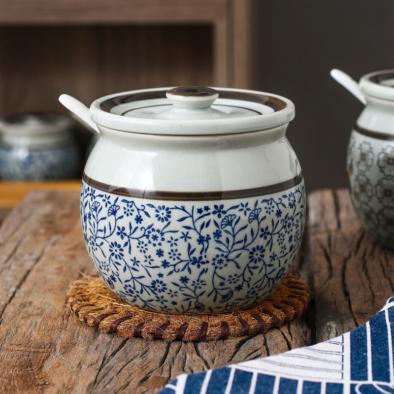 Flavorful Harmony Ceramic Seasoning Jars - Set of 2 (600ml each) with Lids and Spoons Flavorful Harmony Ceramic Seasoning Jars - Set of 2 (600ml each) with Lids and Spoons
