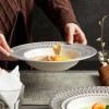 Nordic Straw Hat Disc Weiss Series White/Grey/Silver Ceramic Soup Plate Shallow Bowl 9.75" Nordic Straw Hat Disc Weiss Series White/Grey/Silver Ceramic Soup Plate Shallow Bowl 9.75"