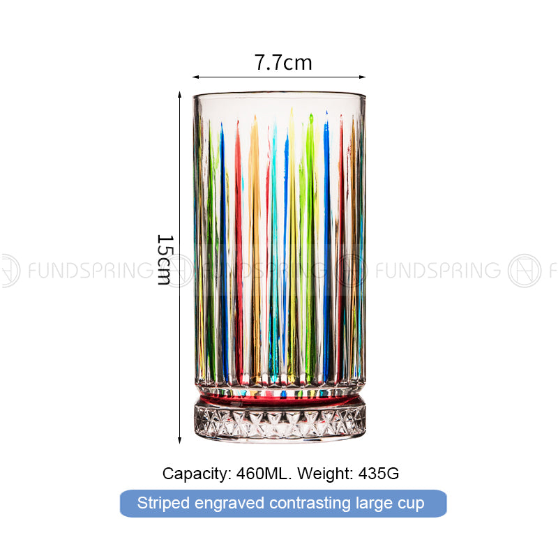 Contrast Color Stripe Glass Cups Painted Water Cup Whiskey Glass Contrast Color Stripe Glass Cups Painted Water Cup Whiskey Glass