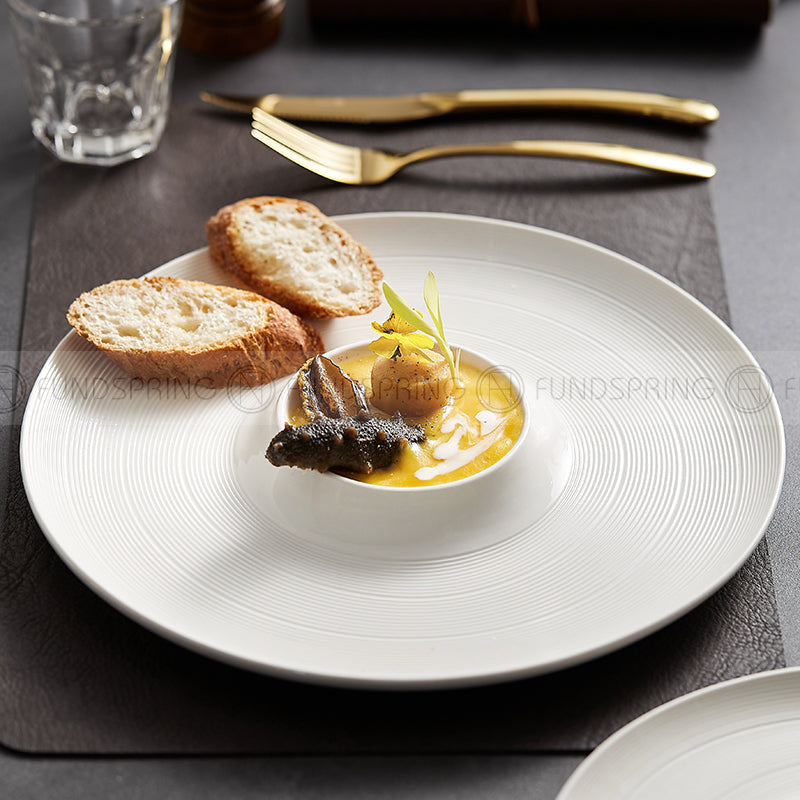 Weiss Series Dinnerware Collection White Volcano Plate Ceramic Disc Weiss Series Dinnerware Collection White Volcano Plate Ceramic Disc