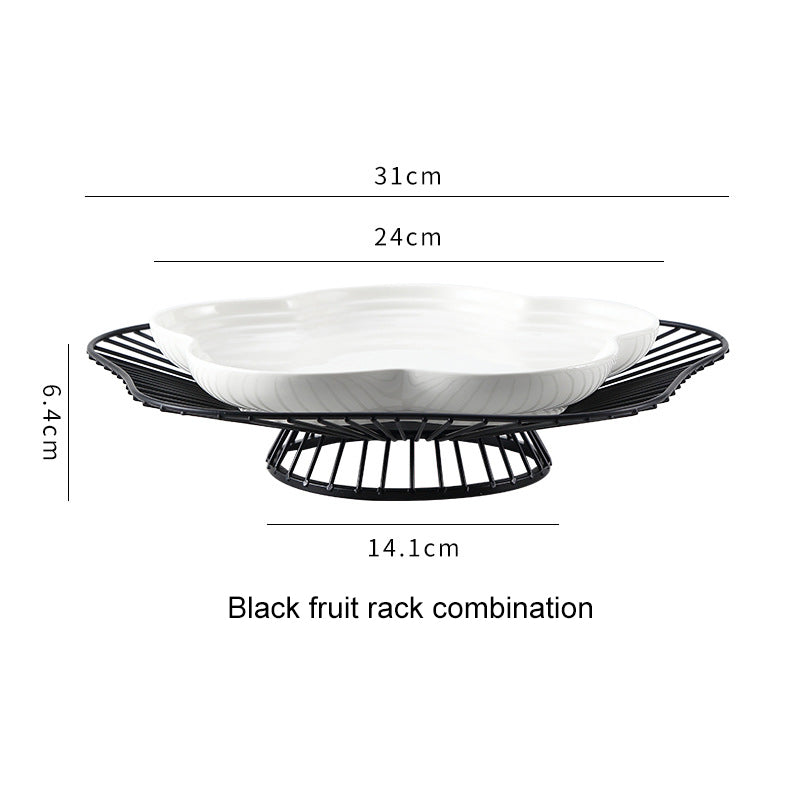 Nordic Dessert Display Stand: Creative Iron Rack with Cake Plate and Fruit Basket Nordic Dessert Display Stand: Creative Iron Rack with Cake Plate and Fruit Basket