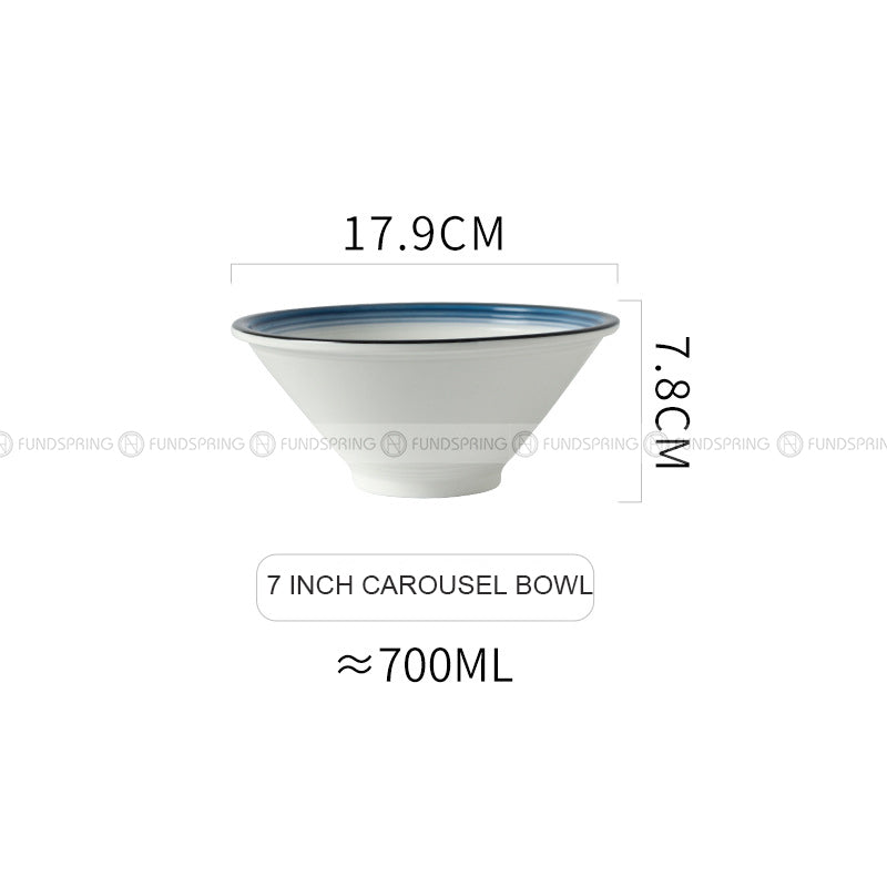 Ceramic Dinnerware Blue Trumpet Bowl Wide Mouth Bamboo Hat Bowl Ceramic Dinnerware Blue Trumpet Bowl Wide Mouth Bamboo Hat Bowl