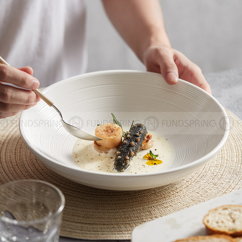 Nordic Ceramic Underglaze Dinnerware Weiss Series White Trumpet Bowl Nordic Ceramic Underglaze Dinnerware Weiss Series White Trumpet Bowl